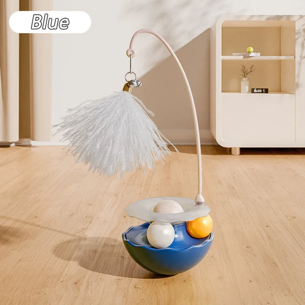 Funny Tumbler Cat Toys for Bite Resistant Removable Turntable Plush Feathers Cat Toy Interactive Cat Teasing Stick Pet Shop