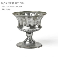 Vintage High Foot Iron Vase Classical Living Room Dry Flower Arrangement Accessories Creative Home Metal Flower Pot Decoration