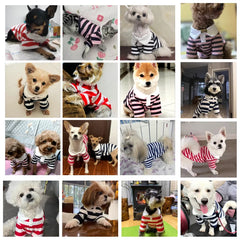 Summer Polo Shirt for Dogs Puppy Clothes Bichon Frise Chihuahua Stripe Dog Sweatshirt Dog Cooling Vest for Small and Medium Dogs Pet Shop Pet Clothing