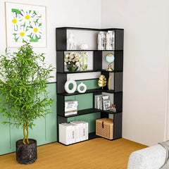 Vertical Vintage Rotating Bookcase Living Room Study Home Corner Bookshelf Light Multifunctional Shelf Storage Furniture