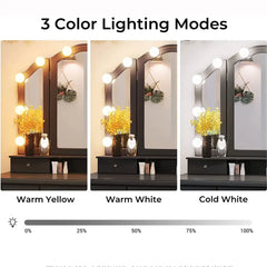 Vanity Mirror Lights Kit Adjustable Color And Brightness With 10 LED Light Bulbs Fixture Strip For Makeup