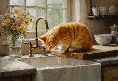 Lazy Playful Cute Afternoon Cat Sleeping Art Oil Painting Poster Canvas Printing Home Homestay Wooden House Wall Decor Painting