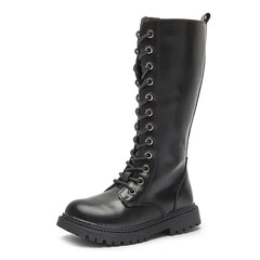 Girls Long Boots Children Knee-High Fashion Motorcycle Boots Rubber Soft Platform for Princess Kids High Boots Classic Winter