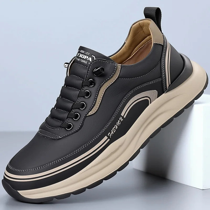 Men’s Luxury Leather Sneakers 2025 Anti-Slip Sports Shoes