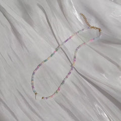 Bohemia Handmade Rainbow Seed Beads Simple Choker Necklace Candy Color Neck Chain Wild Sweet Colorful Jewelry