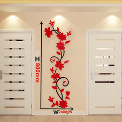 DIY Mirror Flower Wallpaper Acrylic Art Wall Stickers Living Room Decoration Home TV Background Wall Home Decor Mirror Art