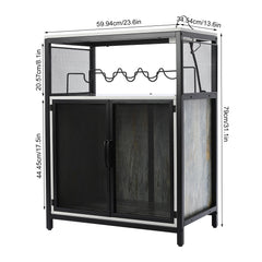 RGB Wine Bar Cabinet FreeStanding Liquor Storage Cabinet Alcohol Display Cabinet with Glass Holder & Outlet Kitchen & Dining Furniture