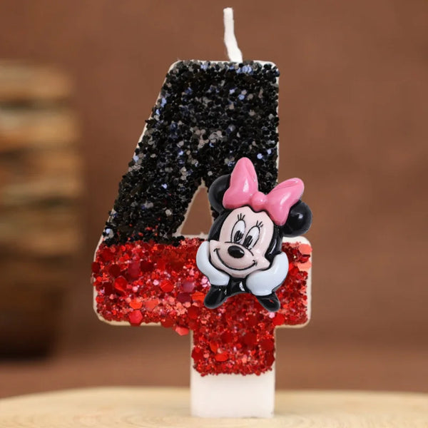 Hot Happy Birthday Number 0-9 Candles Cartoon Mickey Minnie Mouse Candle Cake Cupcake Topper Party Decoration Supplies DIY Gifts