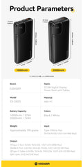 Essager Portable Power Bank 20000mAh with Two Built-in Cables External Battery PD 22.5W Fast Charging For iPhone 17 16 15 Xiaomi