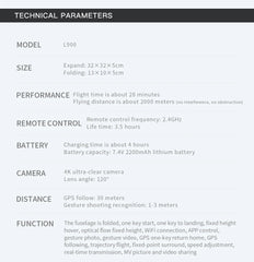 L900 Pro GPS Drone 4K Professional HD Dual Camera 5G Wifi Photography Brushless Foldable Quadcopter RC Distance 1.2KM Drones Toy