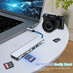 USB C Hub Splitter to 4K HDMI-Compatible USB 3.0 Type C Adapter SD TF Docking Station for MacBook iPad Samsung S22 Dex Laptop
