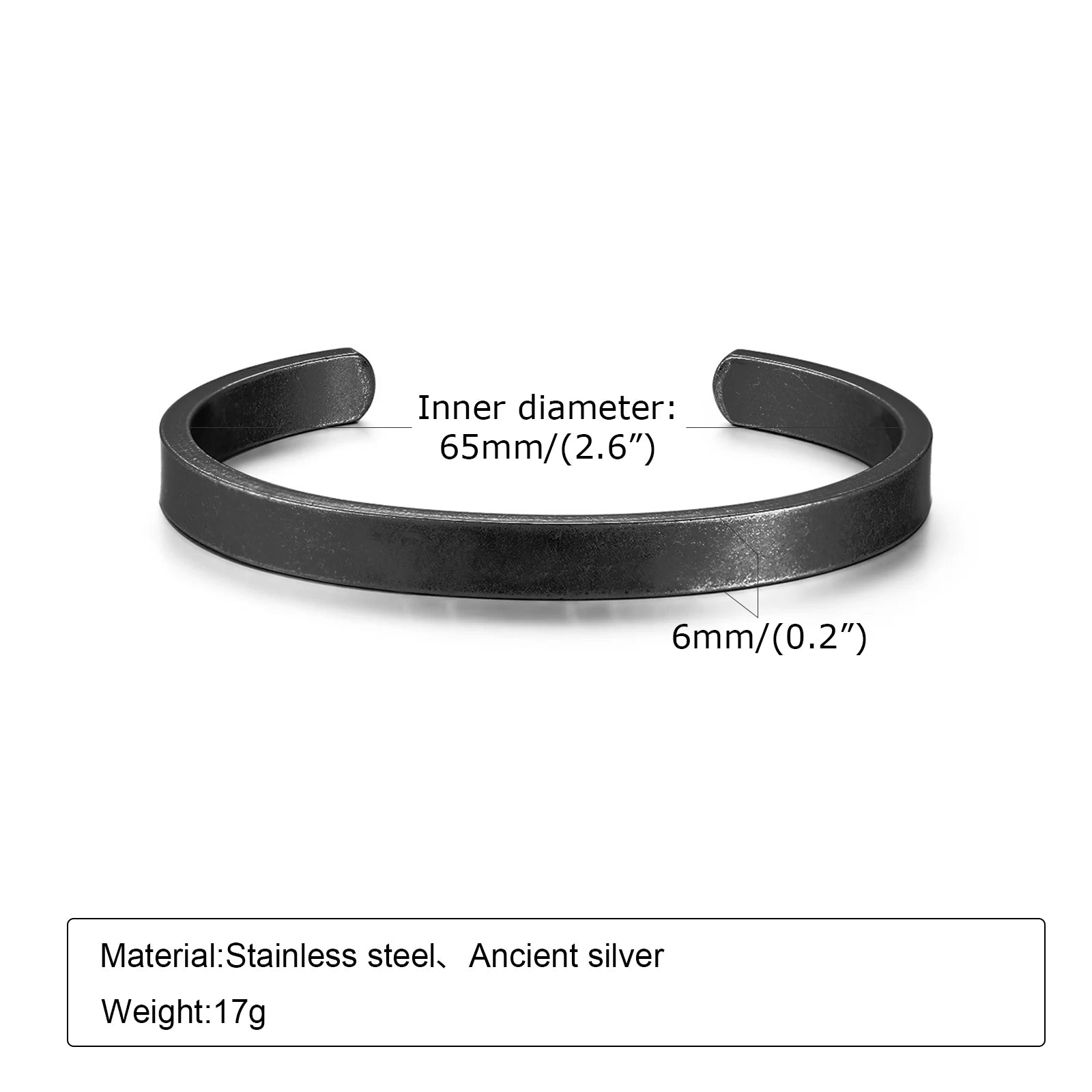 Vnox Oxdized Open Stainless Steel Bangle for Men Women, Basic Metal Cuff Bracelets, Retro Jewelry  Christmas Birthday Gift