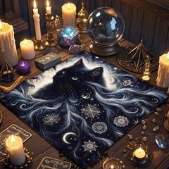 Divination Altar Cloth Civet Cat Tarot Tablecloth For Tarot Card Reading Decorative Voo-Polyester Oracle Card Mat