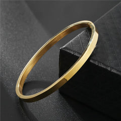 Fashion Cuff Bracelets Bangles Men Women Stainless Steel Gold Color Silver Color Black Bangle  Bracelet Luxury Jewelry