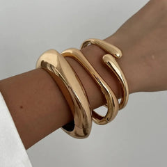 3 Styles Vintage Hip Hop Metal Cuff Bangles Punk Gold Silver Color