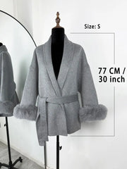 Tossy Fox Fur Wool Short Coat – Elegant Double-Sided Women Jacket