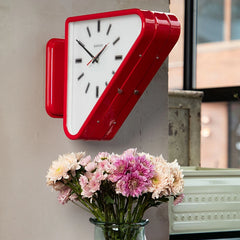 Metal Triangle Wall Clock with Double Sides Industrial Pendulum for Cafe Bar Retro Hanging Clock Silent Non-Ticking Decor Clocks