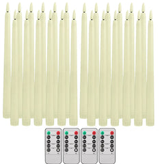 Pack of 12/24Pc LED Flameless Flickering Taper Candles with Remote Battery Operated Tea Lights Home Wedding Decor Candlesticks