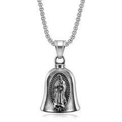 Vintage Christian Jesus Cross Bell Pendant Motorcycle Bell Necklace Punk Biker Religious Exorcist Lucky Jewelry for Men's