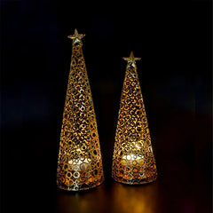 Metal Christmas Tree Candlestick Christmas Candle Cup European Wedding Decoration Tea Wax Small Round Cup Candle Holder Gift