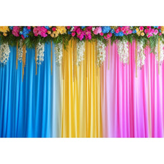 Happy Diwali Photography Backdrop Marigold Flower Curtain Puja Ganpati Pooja Traditional Wedding Birthday Party Photo Background