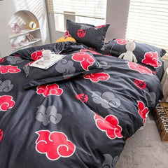 Naruto Akatsuki Anime 3pcs Bedding Set Duvet Cover Quilt Cover Polyester A Duvet Cover and A Pair of Pillowcases (no Padding)
