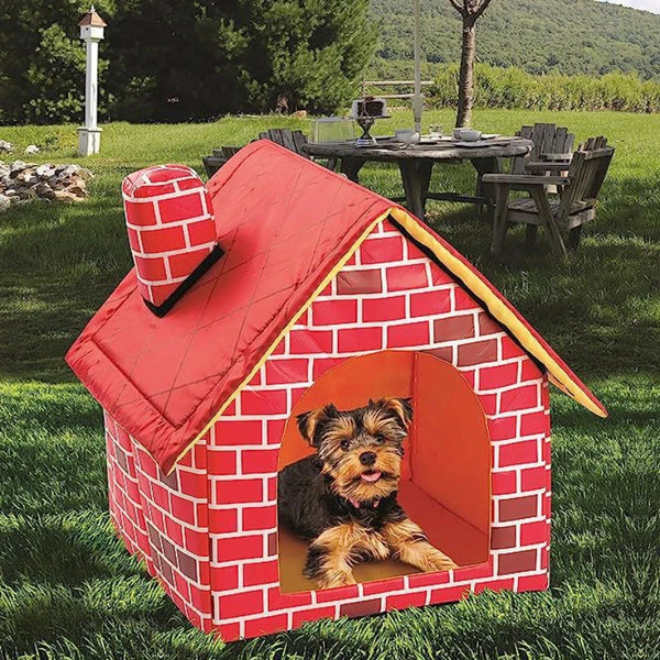 Foldable Kennel Small Dog Cat Kennel Warm and Comfortable Portable Brick Wall Style Pet Dog House Cat Bed Pet Shop