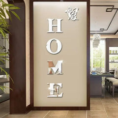 HOME Home Logo 3D Mirror Wall Sticker Butterfly Acrylic Mirror Wall Sticker 5PCS Art Entrance Decoration Home Decoration