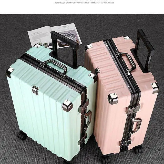 2024 New High-End Aluminum Frame Luggage Bag Thickened Travel Suitcase for Men And Women Students Large Capacity Password Box