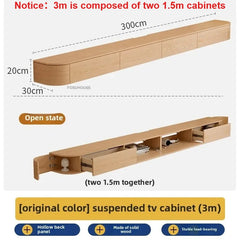 Solid Wood Suspended TV Stand Creative Wall-mounted Storage TV Cabinet Living Room Furniture Home Designer Center Table h