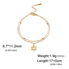 EUEAVAN 1pc Star of David Bracelet Hexagram Jewish Stainless Steel Charm Bracelets for Women Vintage Judaism Jewelry Gifts