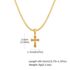 Hip Hop Cross Necklace for Men Women,50/55/60cm Stainless Steel Chic Cross Pendant,Christian Classic Jewelry Gifts