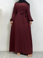 Hot Selle Simple Style Moroccan Dresses Kaftan Turkey Solid Color Gulf Abayas Islamic Women Long Dress Muslim Saudi Robe Ramadan
