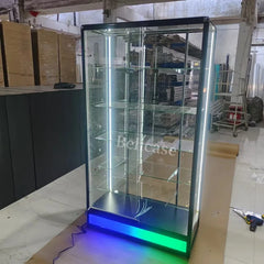 custom，Smoke Shop Decor Aluminum Frame Showcases with Running Light Glass Display Cabinet Wall Display for Smoke Shops Kitchen & Dining Furniture