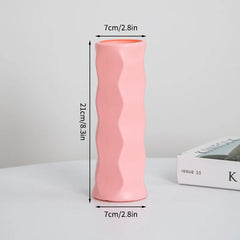 Nordic Vases Pure White Plastic Vases Imitation Ceramic Flower Vases Desktop Flowerpot Wedding Decor Home Ornament
