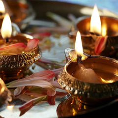 Alloy Metal Oil Lamp 10 Pcs Kuber Diya For Diwali Decoration Traditional For Diya Vilakku For Puja Pooja In India