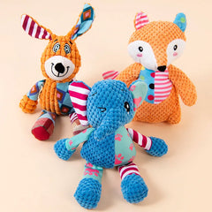 Pet Dog Plush Toy Cute Fox Elephant Bite Resistant Interactive Squeaky Dog Chewing Toy Dog Teeth Cleaning Sounding Doll Chew Toy Pet Shop