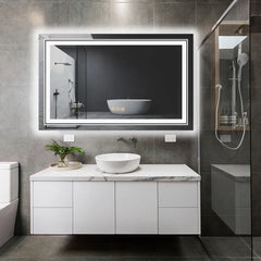 LUVODI Large Illuminate Mirror Bathroom Double Sink Mirror Full Length Dressing Salon Mirror with 3 Color Lights Dimming