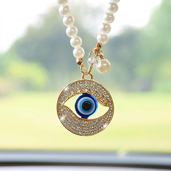 Diamond-filled blue eyes car pendant, car interior mirrors are delicately decorated, devil's eye car trailer car interior