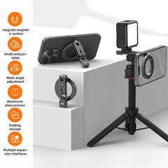 VRIG Magnetic Phone Holder Tripod Mount MagSafe Phone Stand W 1/4 Cold Shoe for iPhone 16 15 14 Samsung Phone Camera Accessories