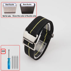 60s French Troops Parachute Bag Elastic Watch Strap 18 20mm 22mm Nylon Watchbands Man's Universal Ballistic Fabric Wristband