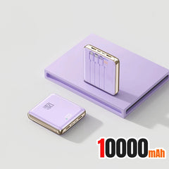 New 500000mAh Mini Power Bank Built-in 4 Cables Large Capacity Super Fast Charging External Battery for IPhone Samsung