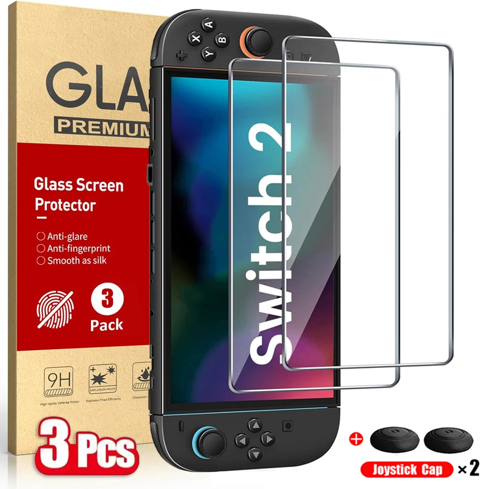 Screen Protector Tempered Glass For Switch Nintendo 2 With Joystick Cap Accessories Protector For Switch Nintendo 2