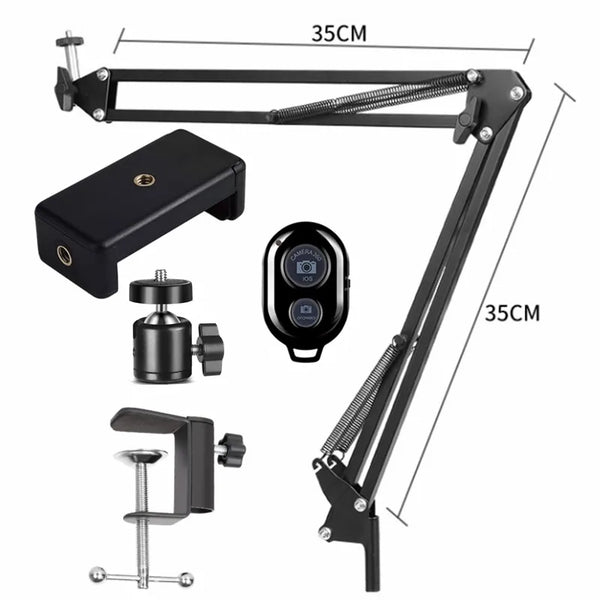 Photography Flexible Arm Tripod For Phone Stand Table Folded Anchor 360° Rotation Online Desktop Laptop Video Live Overhead Shot