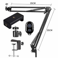 Photography Flexible Arm Tripod For Phone Stand Table Folded Anchor 360° Rotation Online Desktop Laptop Video Live Overhead Shot