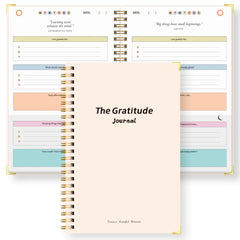 A5 Gratitude Journal Notebook, Mindfulness Journal with Prompts, Spiral Bound Notebook for Positive Thinking, Mood Tracker