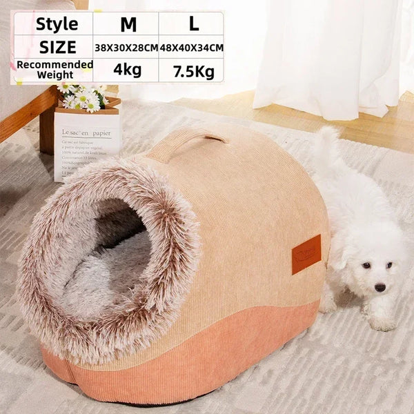 Dog/Cat  Kennel Comfortable Fall and Winter Striped Long Hair Portable Nest Warm Thickened Pet Kennel Pet Kennel Anti-scratch Pet Shop