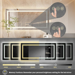 LUVODI Large Illuminate Mirror Bathroom Double Sink Mirror Full Length Dressing Salon Mirror with 3 Color Lights Dimming