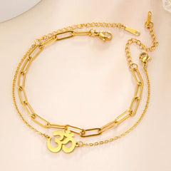 Dawapara Om Ohm Aum Charm Spiritual Pendant Stainless Steel Bracelet Yoga Jewelry Meditation Buddhist Spiritual Amulet