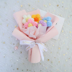 Crochet Knitting Flowers Potted Homemade Crochet Rose Tulip Daisy Office Desktop Ornaments Car Automotive Interior Decoration Home Decor, Plants & flowers